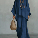 Batwing Linen Boho Wide-Leg 2-Piece Set