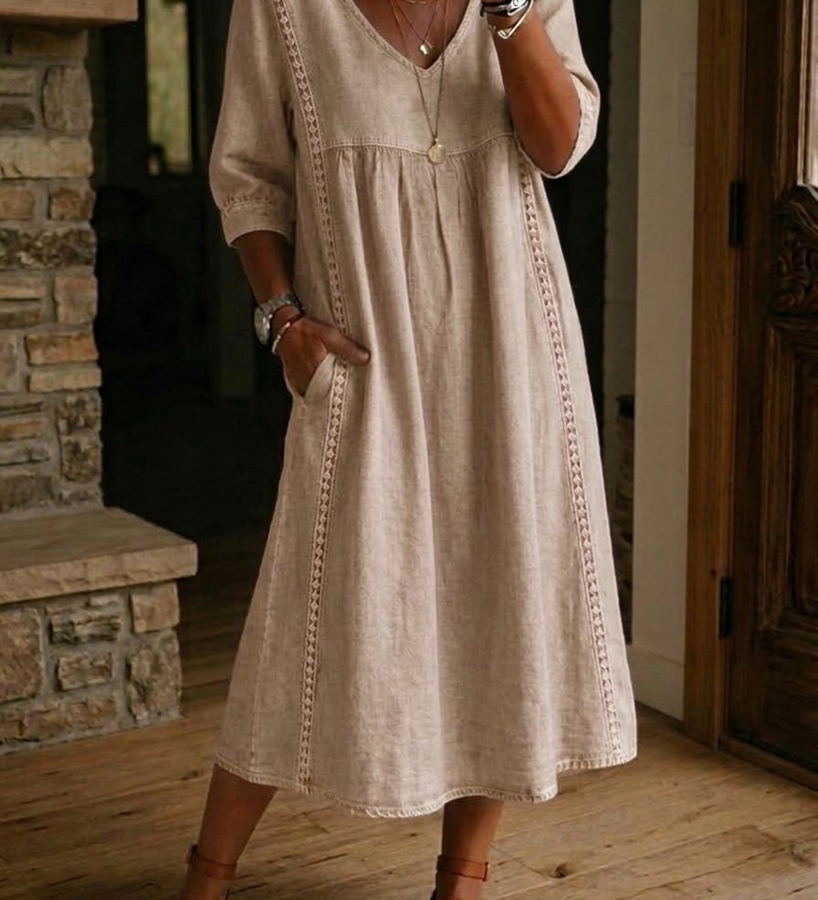 Artistic Floral Sleeve Maxi Dress