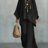 Batwing Linen Boho Wide-Leg 2-Piece Set