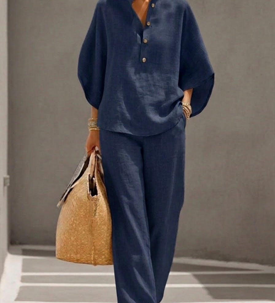 Relaxed Fit Linen Two-Piece Set
