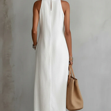 Lace-Trim Boho Halter-Neck Slit Maxi Dress