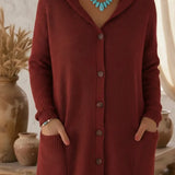 Jassmine™ | Ribbed hooded button-front longline cardigan