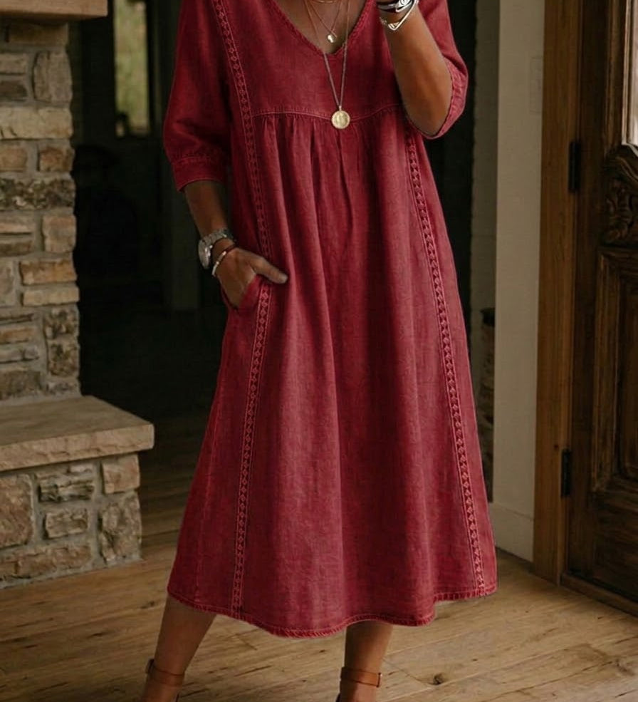 Artistic Floral Sleeve Maxi Dress