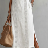 Lace-Trim Boho Halter-Neck Slit Maxi Dress