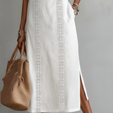 Lace Trim Halter Maxi Dress