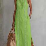 Lace Trim Halter Maxi Dress
