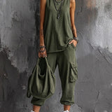 Cargo Pocket Casual Tank & Jogger Set