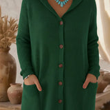 Jassmine™ | Ribbed hooded button-front longline cardigan