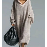 Lilia™ | Oversized textured hooded maxi sweater dress