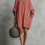 Artistic Solid Batwing-Sleeve Relaxed Dress