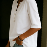 Comfortable Solid Button-Neck Henley Top