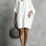 Artistic Solid Batwing-Sleeve Relaxed Dress