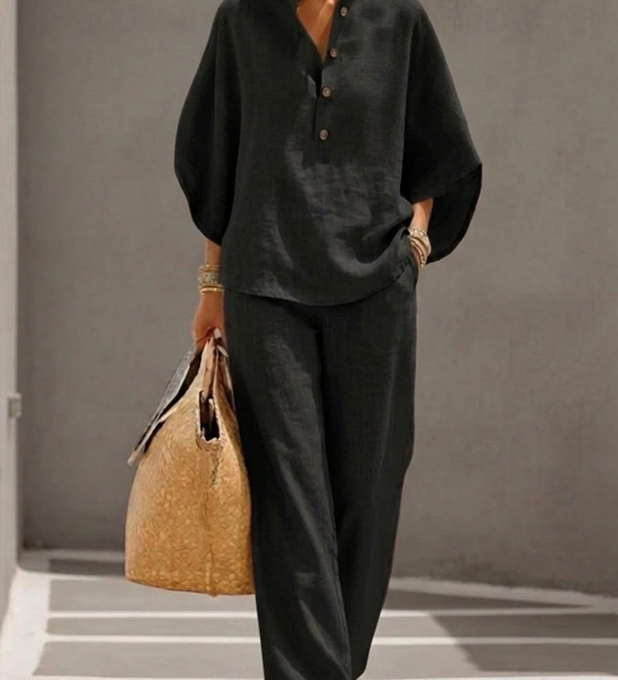 Relaxed Fit Linen Two-Piece Set