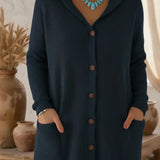 Jassmine™ | Ribbed hooded button-front longline cardigan