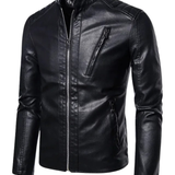 Chic High-Collar Leather Jacket