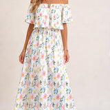 Women's Summer Floral Off-the-Shoulder Maxi Dress