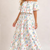 Women's Summer Floral Off-the-Shoulder Maxi Dress