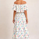 Women's Summer Floral Off-the-Shoulder Maxi Dress